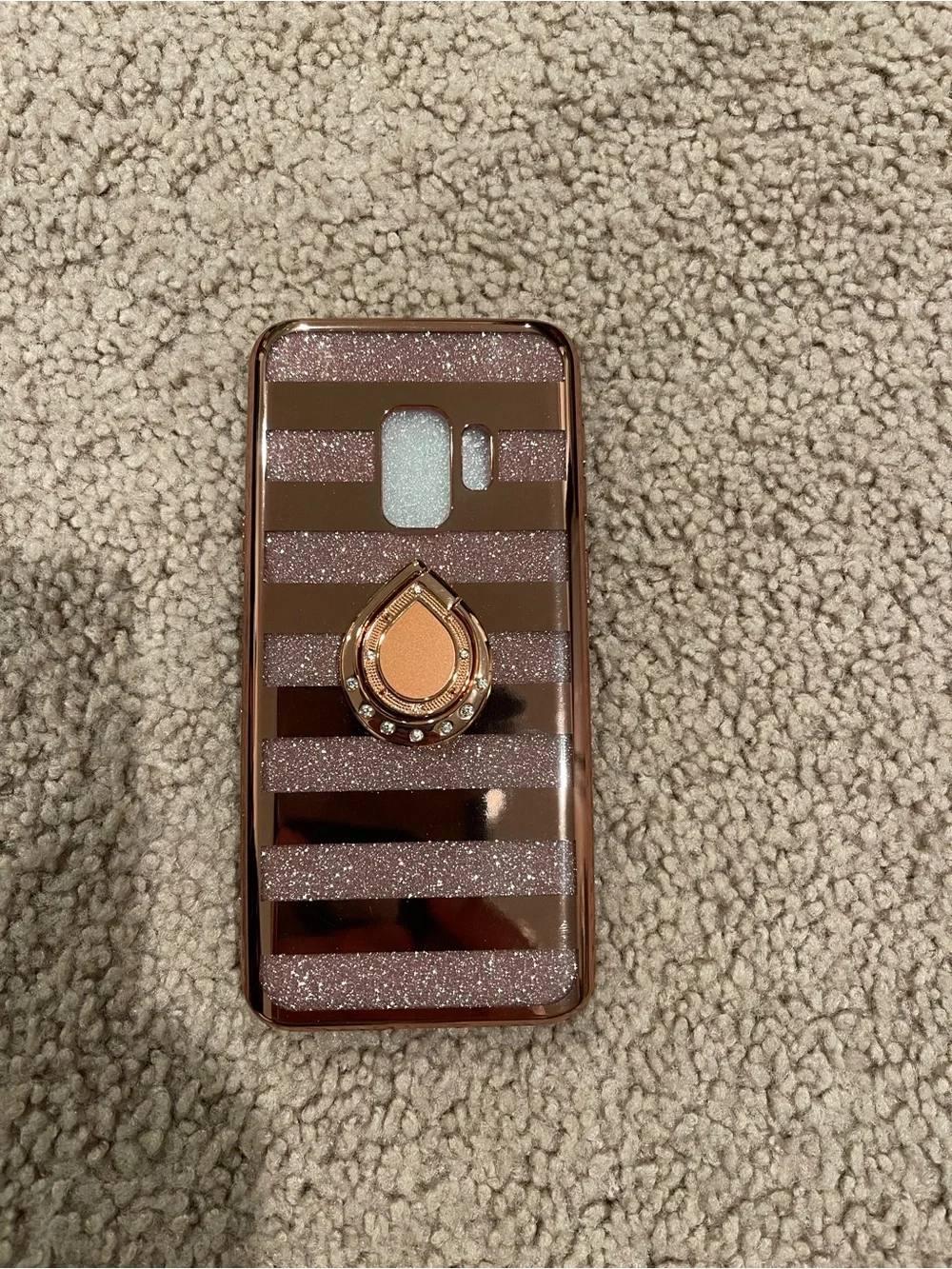 Rose Gold Striped Glitter Phone Case For Samsung Galaxy S9